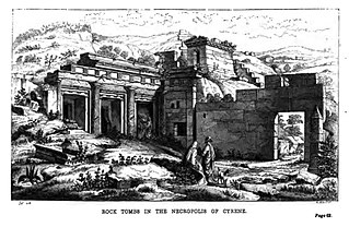 Wanderings in North Africa by James Hamilton 1856 Rock-tombs-in-the-Necropolis-of-Cyrene-Wanderings-in-North-Africa-1856.jpg