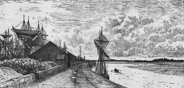 Docks on the River Mersey at Runcorn in the late 18th century