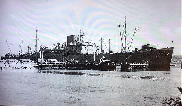 Troop ship SS Brazil at the Naval Base Manus in March, 1944.