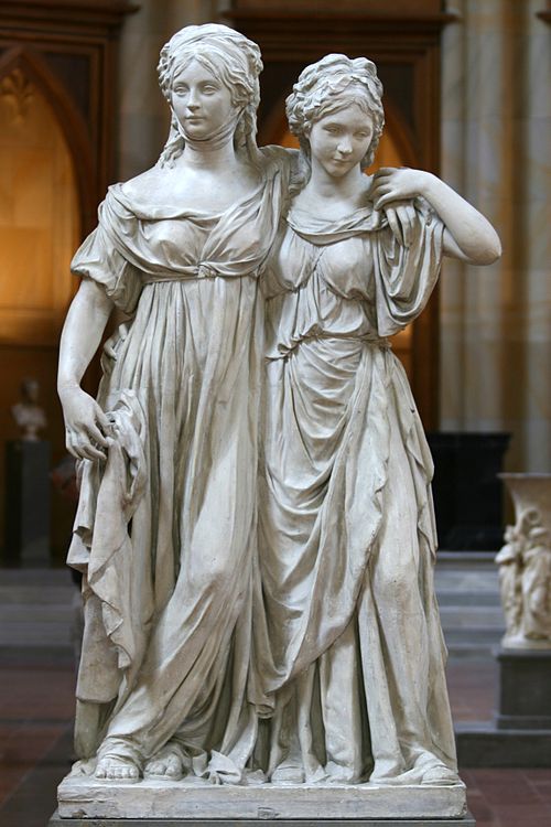 Famous Schadow statue of Frederica (right) and her sister Louise of Mecklenburg-Strelitz. The statue was initially deemed too erotic, and was conseque
