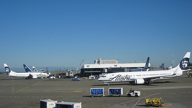Alaska and United planes at the North Satellite Terminal in 2008