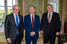 Starmer meets with then U.S. Secretary of State Mike Pompeo and U.S. Ambassador to the UK, Woody Johnson, July 2020 Secretary Pompeo Meets with Labour Party Leader Sir Starmer (50137663456).jpg