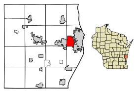 Sheboygan County Wisconsin Incorporated and Unincorporated areas Kohler Highlighted.svg