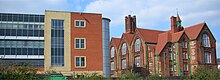 The college at Digbeth, occupying the old Floodgate Board School (right) and modern extension (left) South Birmingham College, Digbeth.jpg