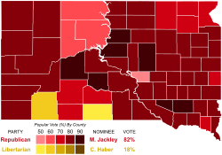 Election results by county South Dakota Attorney General election, 2014 results by county.svg