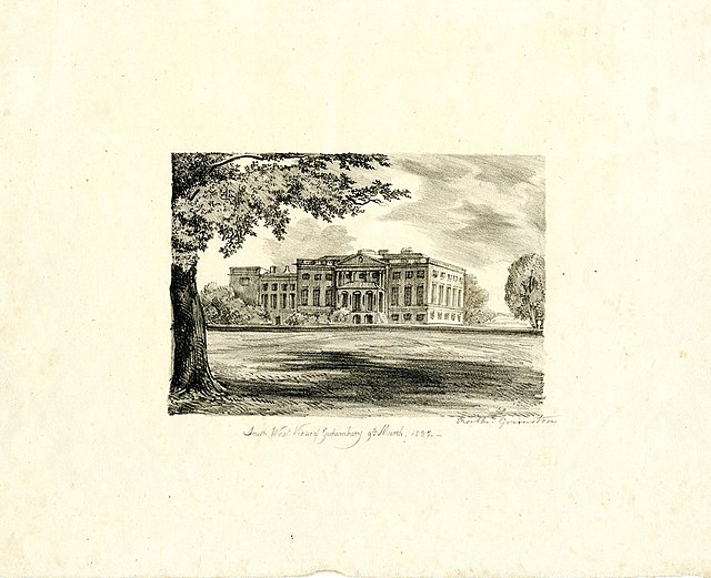 Southwest view of Gorhambury House, 9th March 1827