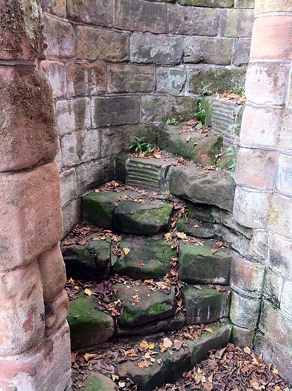 Remains of helical staircase in south-west tower