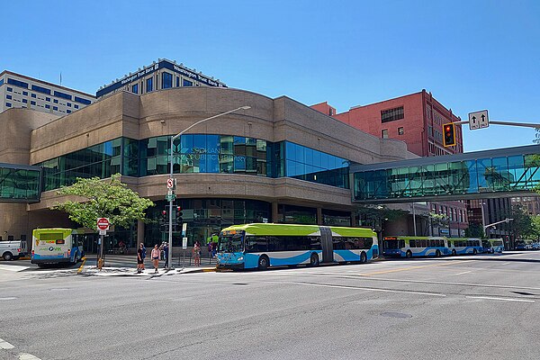 Most of Spokane Transit's bus routes run through The Plaza in Downtown Spokane.