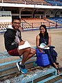 Sri Pramila Aiyappa with her husband Sri Aiyappa at Sri kantheerava Indoor Stadium 9 July 2019.jpg