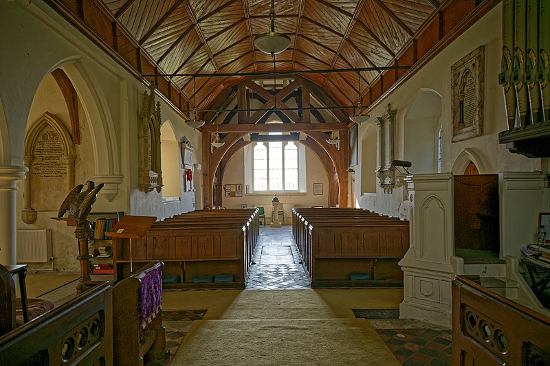 File:St Mary's Church, Stapleford Tawney, Essex, England ~ nave from the chancel.jpg