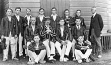 School cricket team ca. 1912 StateLibQld 1 270493 Members of of the Southport School cricket team, Gold Coast, ca. 1912.jpg