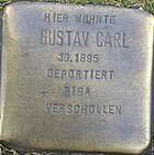 Stolperstein für Gustav Carl, Lützenkirchener Str. 46, Leverkusen