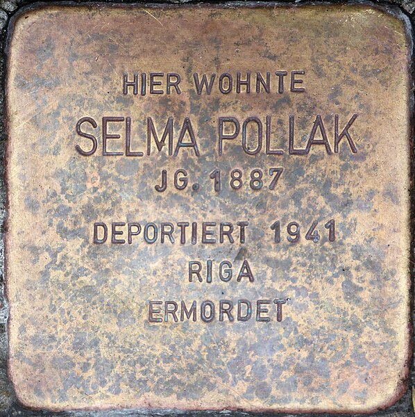 File:Stolpersteine Würzburg, Selma Pollak (Domerschulstraße 25).jpg