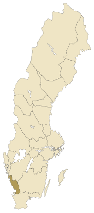Pozicija Hallanda na karti Švedske