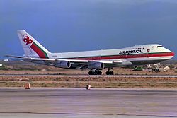 Boeing 747-200 Air Portugal в аэропорту Фару, 1985 год