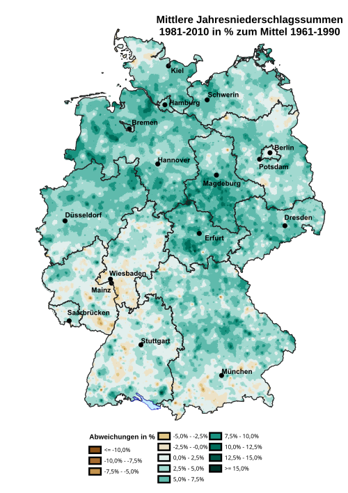 Zeitreihe Der Niederschlagssummen In Deutschland Seit 1881 Wikipedia