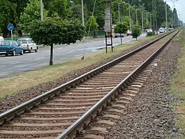 The Balatonlelle section of a Budapest–Székesfehérvár–Nagykanizsa railway line.jpg