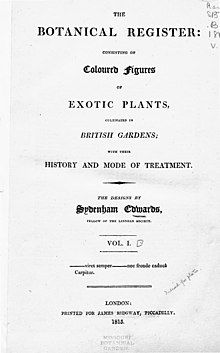 Frontispiece of Volume I The Botanical Register Volume 1 - frontispiece.jpg