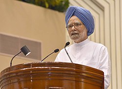 The former Prime Minister of India, Dr. Manmohan Singh addressing at the release of Book “MOVING ON… MOVING FORWARD A YEAR IN OFFICE”, published on the completion of One Year in the Office of the Vice President