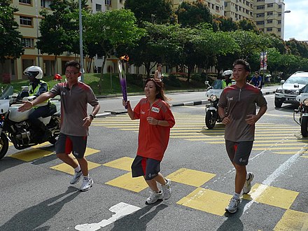 The torch relay in the northeast of Singapore on 10 August 2010