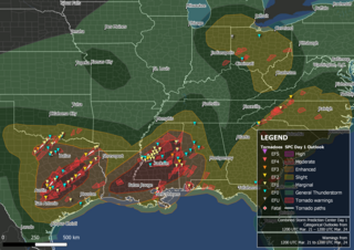 Tornado outbreak of March 21–23, 2022 Spring tornado outbreak in the Southern United States