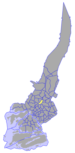 Kaupungin kartta, jossa Raunistula korostettuna. Turun kaupunginosat