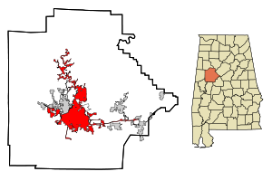 Tuscaloosa County Alabama Incorporated and Unincorporated areas Tuscaloosa Highlighted.svg