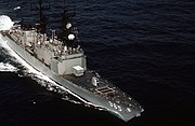 USS Kinkaid (DD-965) stbd bow view 1982