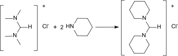 Transamination של N, N, N ', N'-tetramethylformamidinium כלוריד