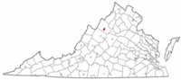 Locatie van Harrisonburg in Virginia
