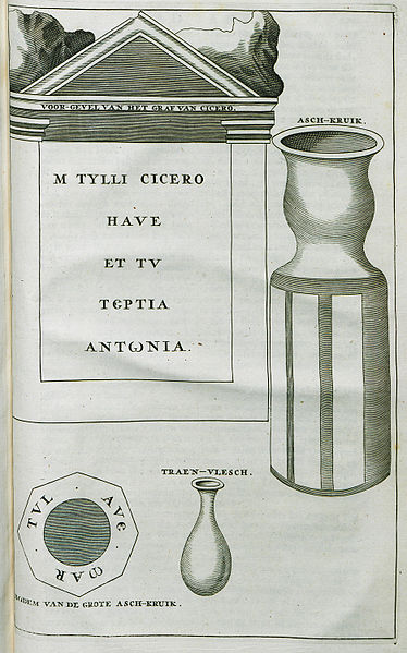 File:View of the front of the roman tomb of Zakynthos, erroneously perceived as the Tomb of Cicero Vases from the monument - Dapper Olfert - 1688.jpg