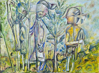 Jansen Čapar, Waiting for the Ripening of the Cherries, 120 x 80 cm. Oil on canvas, 1989.   