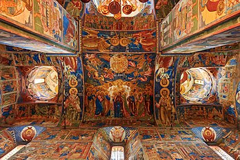 Vista dos afrescos do teto da igreja do profeta Elias em Iaroslavl, Rússia. (definição 3 818 × 2 549)
