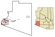Yuma County Arizona Incorporated and Unincorporated areas Somerton Highlighted 0468080.svg