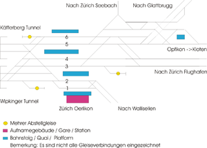 Bahnhof Zürich Oerlikon: Geschichte des Aufnahmegebäudes, Eröffnungsdaten der Strecken, Linienführung und Gleislage