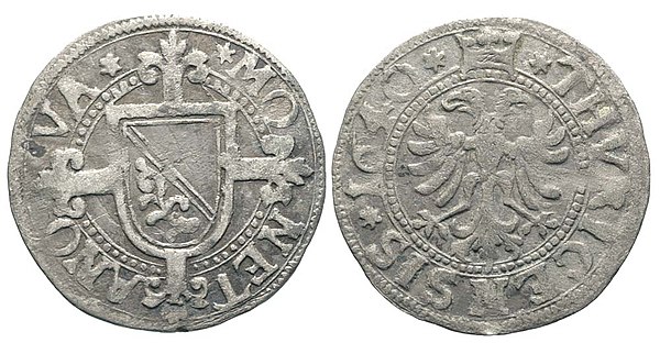 Schilling coin of the imperial city of Zürich, minted in billon, 1640