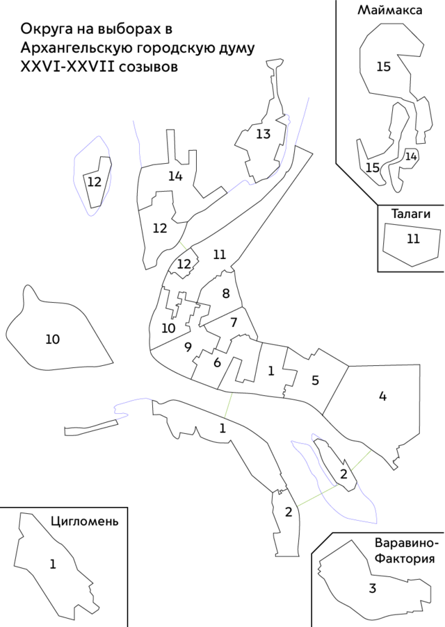 Карта архангельска по округам