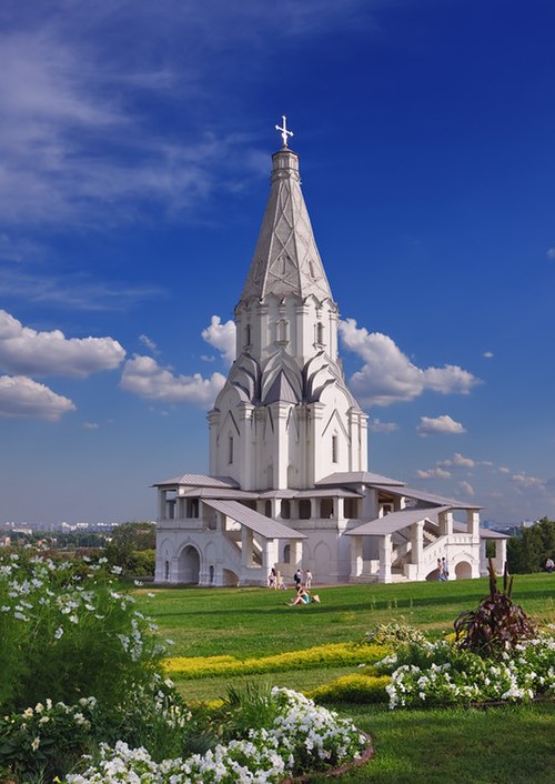 The Church of Ascension in Kolomenskoye is usually considered the earliest stone church with a tented roof. As such it is listed among the UNESCO Worl