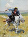 Một người Tatar đang cưỡi ngựa của mình.