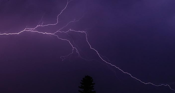 Thunderstorm lightning within the clouds