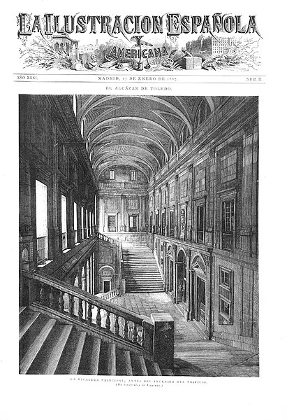 File:1887-01-15, La Ilustración Española y Americana, Alcázar de Toledo, Escalera principal antes del incendio del edificio, Laurent.jpg