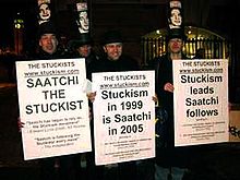 The Stuckists picket the opening of The Triumph of Painting at the gallery 2005 Saatchi Gallery demo.jpg