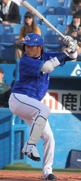 20130407 Keijiro Matsumoto, outfielder of the of the Yokohama DeNA BayStars,at Meiji Jingu Stadium.JPG
