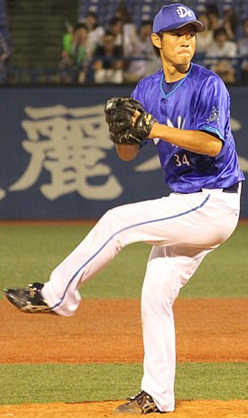 20140727 Singo Hirata pitcher of the Yokohama DeNA BayStars,at Meiji Jingu Stadium.JPG