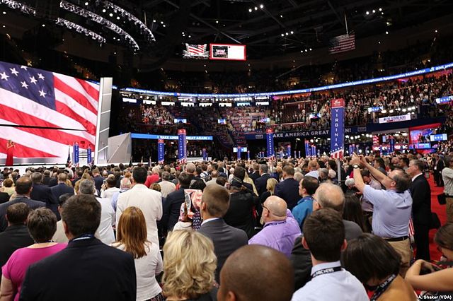 Delegates on the floor of the 2016 Republican National Convention in Cleveland