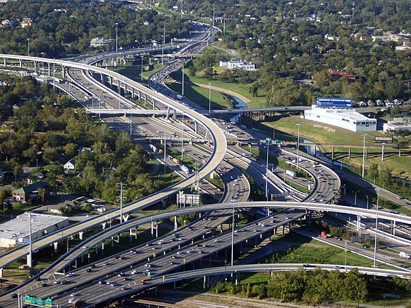 I-45 and I-10/US 90 next to Downtown Houston