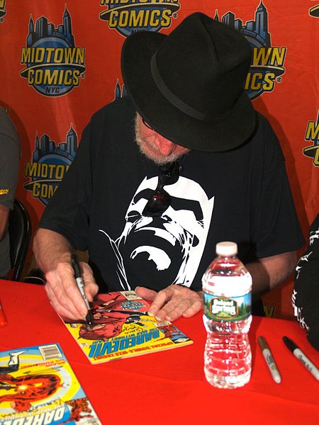 Frank Miller, seen here signing a copy of issue 181 at Midtown Comics, revamped the character's Radar-Sense to make it more believable.