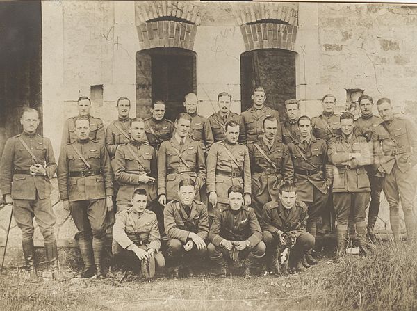 Air Service Pilots of the 94th Aero (Pursuit) Squadron in France, June 1918. Of this group, two were killed in action and Captain Edward V. "Eddie" Ri