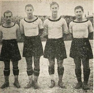 Chatzistavridis, Tzanetis, Maropoulos and Christodoulou in 1939 AEK before 1940.jpg