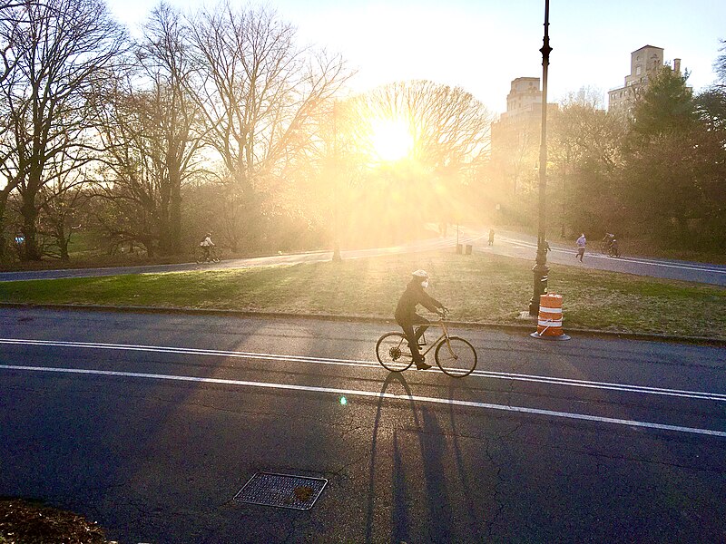 File:A bicyclist sets out at close of day in Prospect Park.jpg